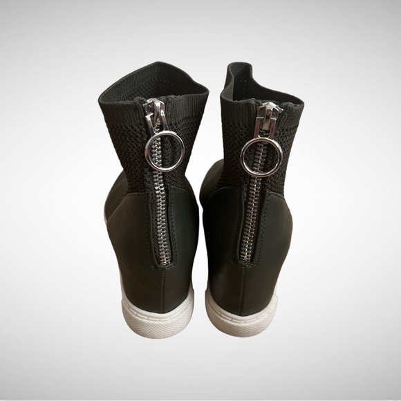 Steve Madden Lizzy Wedge Sneakers Olive Green 8 - Picture 5 of 10